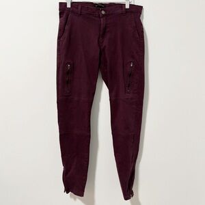 Banana Republic Factory Utility Skinny Pants Womens Size 8 Rich Wine Punk Moto